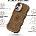 Bouvardia for iPhone 16 Case - Brown Wavy Shockproof Frame & Cheetah Leopard Print Pattern - Compatible with Magsafe - Anesthetic Cute Design for Women and Girls