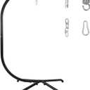 Heavy Duty Hammock Chair Stand, 400lb Capacity C-Shape Swing Stand for Outdoor Patio & Indoor Use with Hanging Buckle and Spring Hook(Midnight)