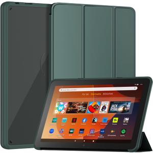 Tablet Protective Case with Trifold Stand and Auto Wake/Sleep Function, Incompatible with TCL Nokia -Dark Green