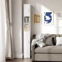 MOHOPE Narrow Bathroom Storage Cabinet, 72" Tall Slim Bathroom Cabinet with 2 Doors & Adjustable Shelves, Skinny Freestanding Floor Cabinet for Small Spaces, Living Room, White