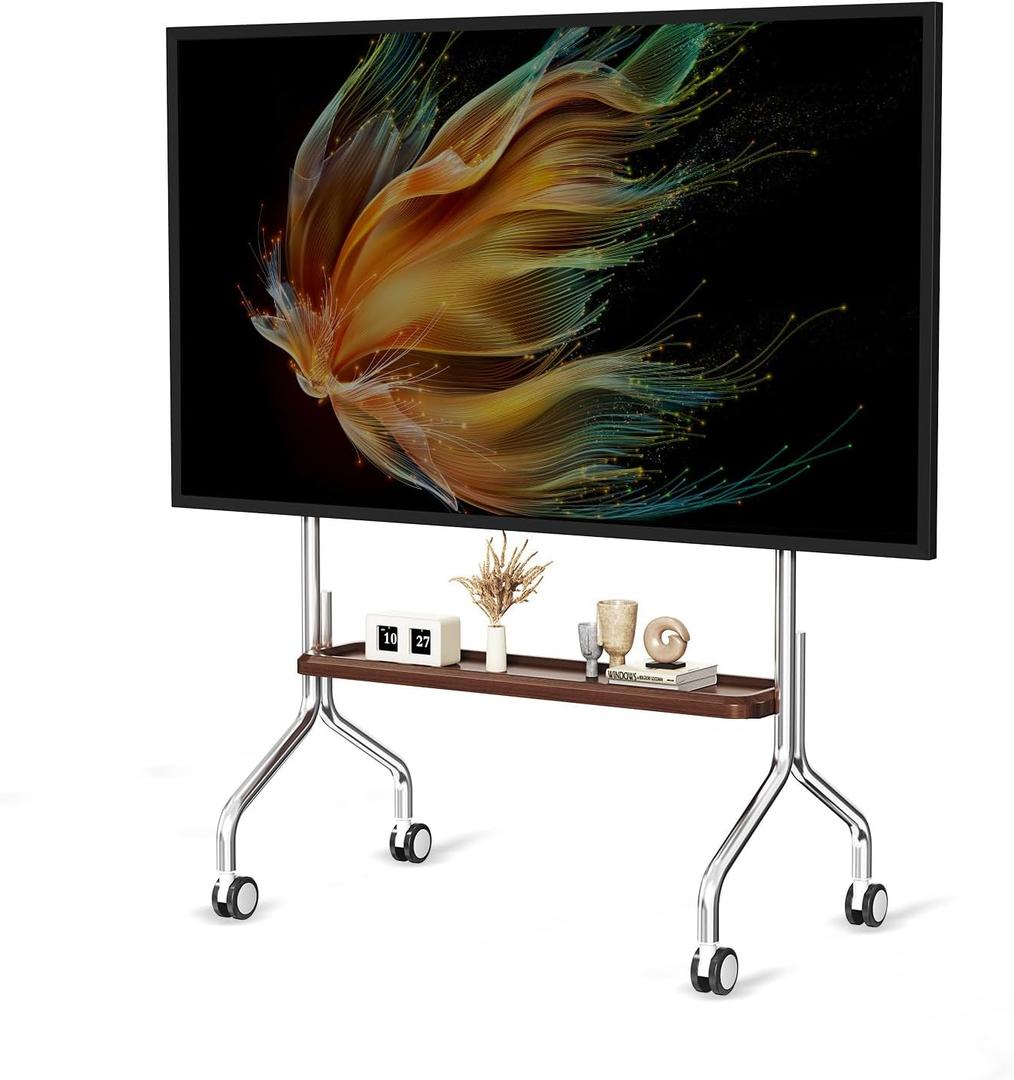 Mobile TV Cart Easel Rolling TV Stand for 32 to 75 Inch LCD LED OLED Flat Panel Screens, Stainless Steel Portable Floor TV Stand with Locking Wheels Hold Up to 110 Lbs Max VESA 600x400mm