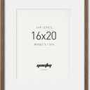 Yaetm 16x20 Picture Frame with Mat for 11x14 - Solid Walnut Wood 16 x 20 Frame for Poster & Art Print, Lightweight, Horizontal and Vertical Wall Hanging for Photo Gallery (Single, Walnut)
