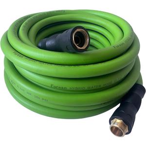 Garden Hose 5/8 in x 15 ft, Hybrid, No Kink, Heavy Duty, Lightweight, Flexible, Male Female Fittings, Handle & 3/4" GHT Solid Brass, 200 PSI (15FT,Green)