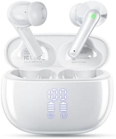 Wireless Earbuds, Bluetooth Ear Buds Headphones with LED Charging Case, Deep Bass Stereo Sound, 40 Hours Playtime, IP7, Lightweight in-Ear Earphones for iPhone Android Sports Workout