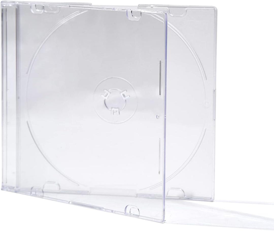 Maxtek Ultra Thin 5.2mm CD DVD Blu-Ray Clear Slim Jewel Case with Built in Frost Clear CD Tray, 25 Pack.