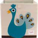 3 Sprouts Toy Storage Organizer: Toy Box Cube Organizer for Playroom, Nursery - Foldable Storage Bin - Peacock , 13" X 13" X 13"