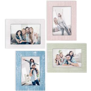 eletecpro 5x7 Picture Frame Set of 4 Wall Decor Wooden Designs with High Definition Glass Table Top & Wall Mount Photo Frame Set for Office Kitchen Gallery