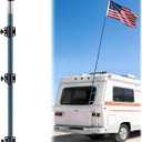 20 ft RV Telescoping Flag Pole Kit, Fiberglass Ladder Telescopic Flag Pole Adjustable Heavy Duty Portable Flagpole for Tailgate Party, Camping, Trailer, Camper, Outdoor Patriotic Display
