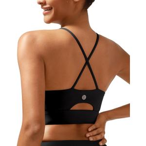 RUNNING GIRL Sports Bras for Women,High Impact Criss-Cross Back Crop Tops Padded Workout Sports Bra High Support(WX3028 Black L) (Black, L)