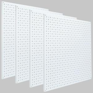 Pegboard Rack Garage Storage Steel Horizontal Peg Board Pack,Steel Pegboard Heavy Duty- 4 Pack 16-Inch X 16-Inch Metal Peg Board Tool Organization Panels(White)