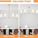 47" Modern Linear Chandelier, 4-Light Gold Pendant Light with Fabric Shade | Adjustable Height Ceiling Light Fixture, Pendant Lights Kitchen Island, Large Chandeliers for Dining Room Bedroom Living Room