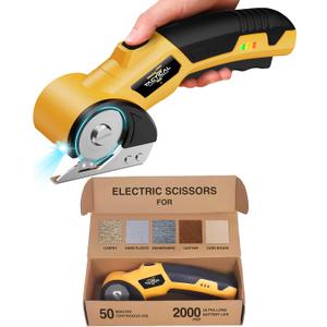 Tactical Electric Scissors Cordless Cardboard Cutter Electric Box Cutter for Cardboard Heavy Duty 4V Rechargeable Power Scissors with Safety Lock LED Light for Carpet Plastic Leather