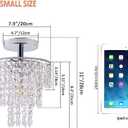 Small Crystal Chandelier, Flush Mount Ceiling Light with 3 Tiers Raindrops Crystal, E26 Base, Mini Chandelier, Ideal for Bedroom, Living Room, Hallway, Bar, Kitchen, Bathroom. D7.9"x H11" (Chrome)