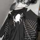 Bonuci 7 Pcs Spider Halloween Costumes for Women Plus Size Black Spider Web Dress Headband Accessories Cosplay Party(4X-Large)