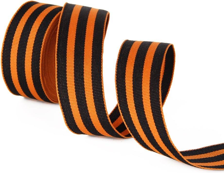 David accessories Orange Black Stripes Grosgrain Ribbon 1" Wide 5 Yard for DIY Ribbon Medal Award Handmade Hair Bow Clip Accessories and FestivalParty Birthday Bridal Shower Decoration (Orange&Black)