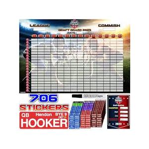 lopeztek Fantasy Football Draft Board 2023-2024 Season, 706 Labels Include 626 Players, 6ft x 4ft Draft Board Kit for Up to 14 Teams, Larger Stickers and Names