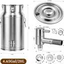 304 Stainless Steel Water Dispenser with Faucet, Thickened Milk Can with Handle, Sealing Ring and Instruction Manual, 20L Stainless Steel Water Jug for Milk, Water, Tea, Juice and Beverage Storage