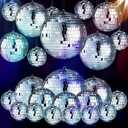 MTLEE 20 Pcs Disco Balls Decoration Mirror Disco Ball Assorted Silver Mini Glass Different Sizes Reflective with Rope for 70s Wedding Dance Music(6, 4, 3. 2, 2 Inch)
