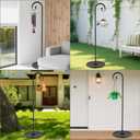 34-63" Adjustable Shepherd Hook Stand with Round Base Stand for Bird Feeders, Lanterns, Wind Chimes, Indoor and Outdoor Use on Patio, Yard or Porch