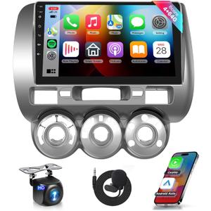 DSP 46EQ 5GhzWiFi 8Core 4G 64G for Honda Fit Jazz 2004-2010 Car Stereo Radio with Wireless CarPlay/Android Auto//9inch 1280x720P IPS Touchscreen/Canbus/5.0Bluetooth/GPS/Mirror Link/Rear Camera