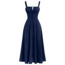 Women's Corset Dress Formal Cocktail Dresses Going Out Casual Sundress Split Thigh Spaghetti Strap Vintage Dress Navy Blue L/XL