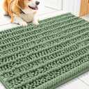 Smiry Dog Door Mat for Muddy Paws 30x20, Extra Soft Absorbent Chenille Doormat, Trap Moisture and Dirt, Non-Slip Machine Washable Front Door Mat for Indoor Entrance Inside Floor, Olive Green