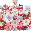 Lanpet Women Clutches Flower Evening Handbag Chain Strap Shoulder Bag (Red)