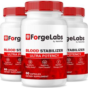 (3 Pack) ForgeLabs Blood Stabilizer – Daily Natural Formula with a Powerful Blend to Support Balanced Levels, Steady Energy & Healthy Circulation | Forge Labs Easy-to-Swallow Pills (180 Capsules), Exp: 06/2028