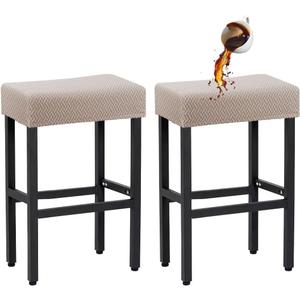 Waterproof Stool Covers Rectangle Set of 2, Stretch Saddle Seat Cover Counter Bar Stools Bar Chairs Covers Kitchen Island Chairs Cushion Protector Sand