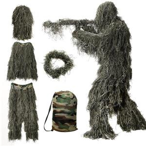 DoCred 5 in 1 Ghillie Suit, 3D Camouflage Hunting Apparel w/Jacket, Pants, Hood, Carry Bag for Adults/Youth, XL/XXL