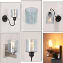 2 Pack Blue Seeded Glass Lamp Shades, Cylinder Light Fixture Replacement Globe or Cover with 1-5/8-Inch Fitter for Chandelier Wall Sconce Pendant Light G0129-Cylinder Bubble 2 Glass Blue
