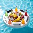 Qinyoung Large Floating Drink Holder, White Floating Refreshment Table Tray Compartment, Portable Pool Tray for Swimming Pool Accessories Hot Tub Beach and Party Decor (Round Five Hole)
