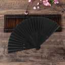 ROBOHOOK Hand Fan Foldable,3pcs Large Hand Fans for Dance,Folding Hand for Men/Women Wedding Party Gifts Performance Dance Home Decoration (Black)