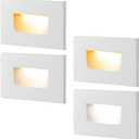 FTL Outdoor Step Lights LED Indoor Stair Lights, 3CCT 3000K/4000K/5000K Outdoor Deck Stair Light, 3.5W 150LM 12V Low Voltage Light for Steps, Waterproof White Aluminum Horizantal 4-Pack (4.72 inches)