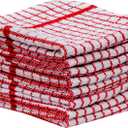 Urban Villa Kitchen Towels 100% Cotton Dish Towels for Kitchen (Set of 6) 20x30 Dish Cloths Highly Absorbent Kitchen Linen Set with Hanging Loop Perfect for Drying Dishes Cleaning Red White