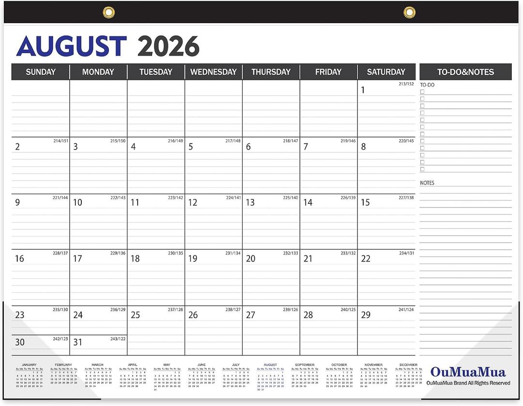 Large Desk Calendar 2026-2027, 19 Months, 22" x 17"