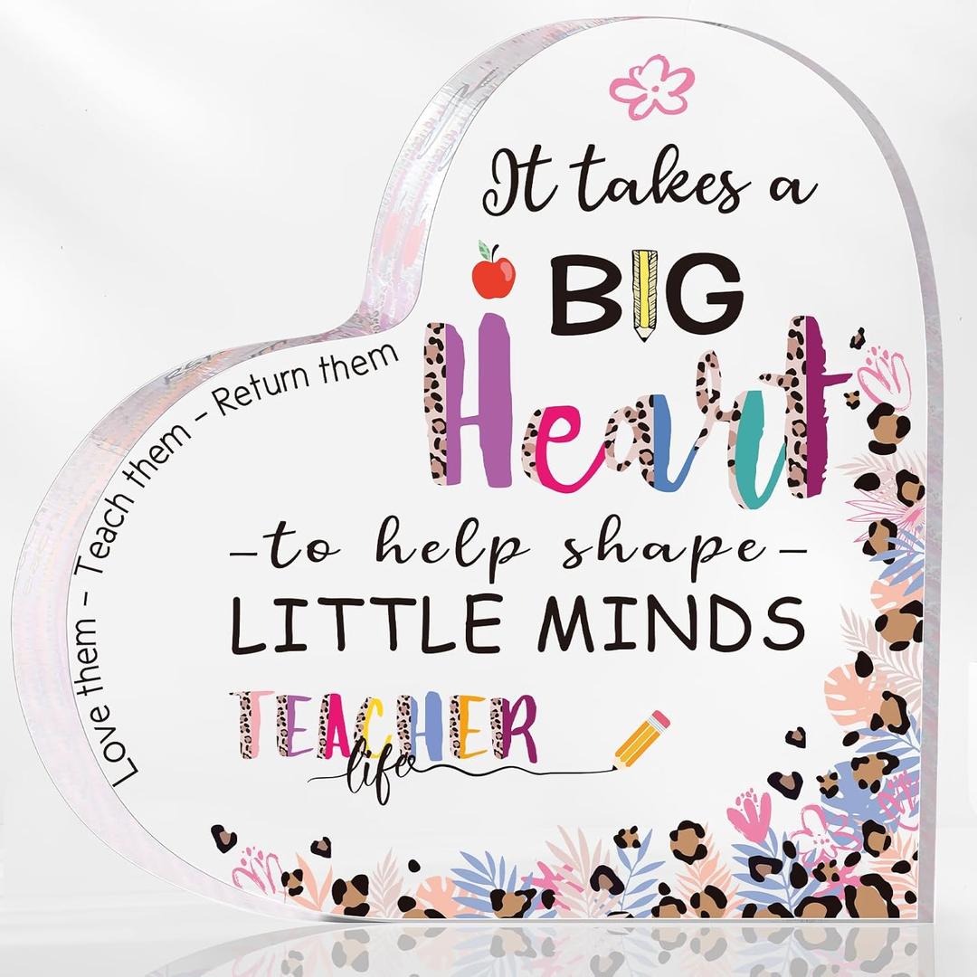Yookeer Teacher Appreciation Gift for Women Thank You Teacher Retirement Graduation Gifts First Day of School Thank You Paperweight Acrylic Keepsake for Office Classroom(Little Minds, 6 Inch)