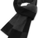 Mens Scarf Winter Warm Plaid Scarf Soft Long Classic Scarves for Men (B-black Dark Grey Big Plaid)