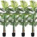 Jexine 4 Pack Artificial Palm Trees 5Ft, Fake Plants Fake Trees Artificial Areca Palm Plants for Outdoor Indoor Faux Palm Tree in Pot for Pool Home Decor Office Housewarming Gift Modern Decoration