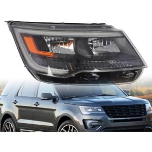 FB5Z13008B Passenger Side Headlight Compatible with 2016-2018 Explorer Limited/XLT/Platinum Black Bezel (Passenger Side)