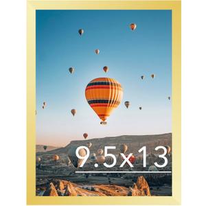 JCJMY 9.5x13 Picture Frame Gold for Wall Hanging, Wall Mounting Horizontally or Vertically, 9.5 x 13 Wall Gallery Poster Photo Frame with Shatter Resistant Plexiglass,Gold