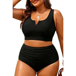 Aqua Eve Women Plus Size High Waisted Bikini - Two Piece Swimsuit Tummy Control Bathing Suit V-Wired 2025 Swimwear, 14 Plus