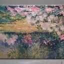msspart Large Garden Floral Canvas Wall Art for Living Room Pink Flower Garden Nature Green Impressionist Painting, Textured Picture Modern Landscape Artwork Bedroom Home Office Decor 24”x 48”