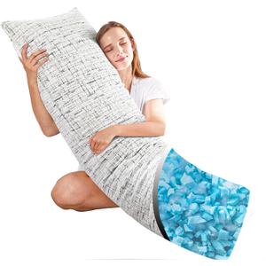 Ubauba Bamboo Body Pillow for Adults - Long Body Pillow for Bed - Zippered Removable Bamboo Cover - Gray White (Main Pic) 20X54