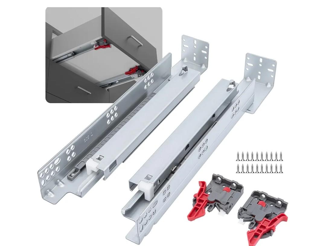 LONTAN Undermount Soft Close Drawer Slides 15 Inch Hidden Bottom Mount Full Extension Cabinet Rails with Rear mounting Bracket and Locking Devices 1 Pair Concealed Drawer Runners 100lb Load Capacity
