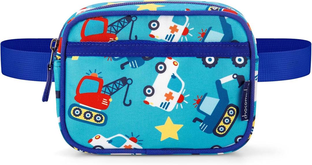 Choco Mocha Toddler Fanny Pack 2-4 Years Old Kids Fanny Pack Little Boys Fannys Packs Boys Belt Bag for Gift, Car Blue