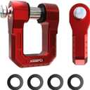 3/4" D Ring Shackle, 68,000 lbs Break Strength Aluminum Forging Shackle with 7/8 Pin for Towing & Off-Road Use - Pairs with Tow Strap for Vehicle Recovery (2 Pack) (Red)
