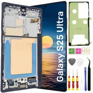 AMOLED Galaxy S25 Ultra Screen Replacement for Samsung Galaxy S25 Ultra 5G LCD Screen Touch Digitizer Display with Frame Tool kit Ultrasonic Fingerprint S938U Black US Version (Titanium Black)