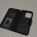 Arae Compatible with iPhone 15 Pro Case with Card Holder and Wrist Strap Wallet Flip Cover for iPhone 15 Pro 6.1 inch,Black