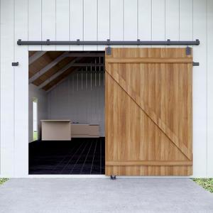 12FT Heavy Duty Box Rail Exterior Sliding Barn Door Hardware Kit, 450 lbs Capacity, Black Powder Coated Finish,Kit for Outdoor,Fit MAX 1 Door Width 72in